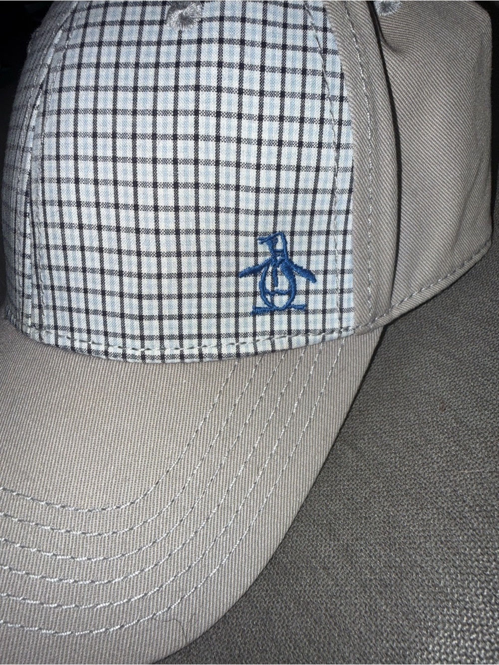 Original Penguin Blue Plaid Cotton Cap